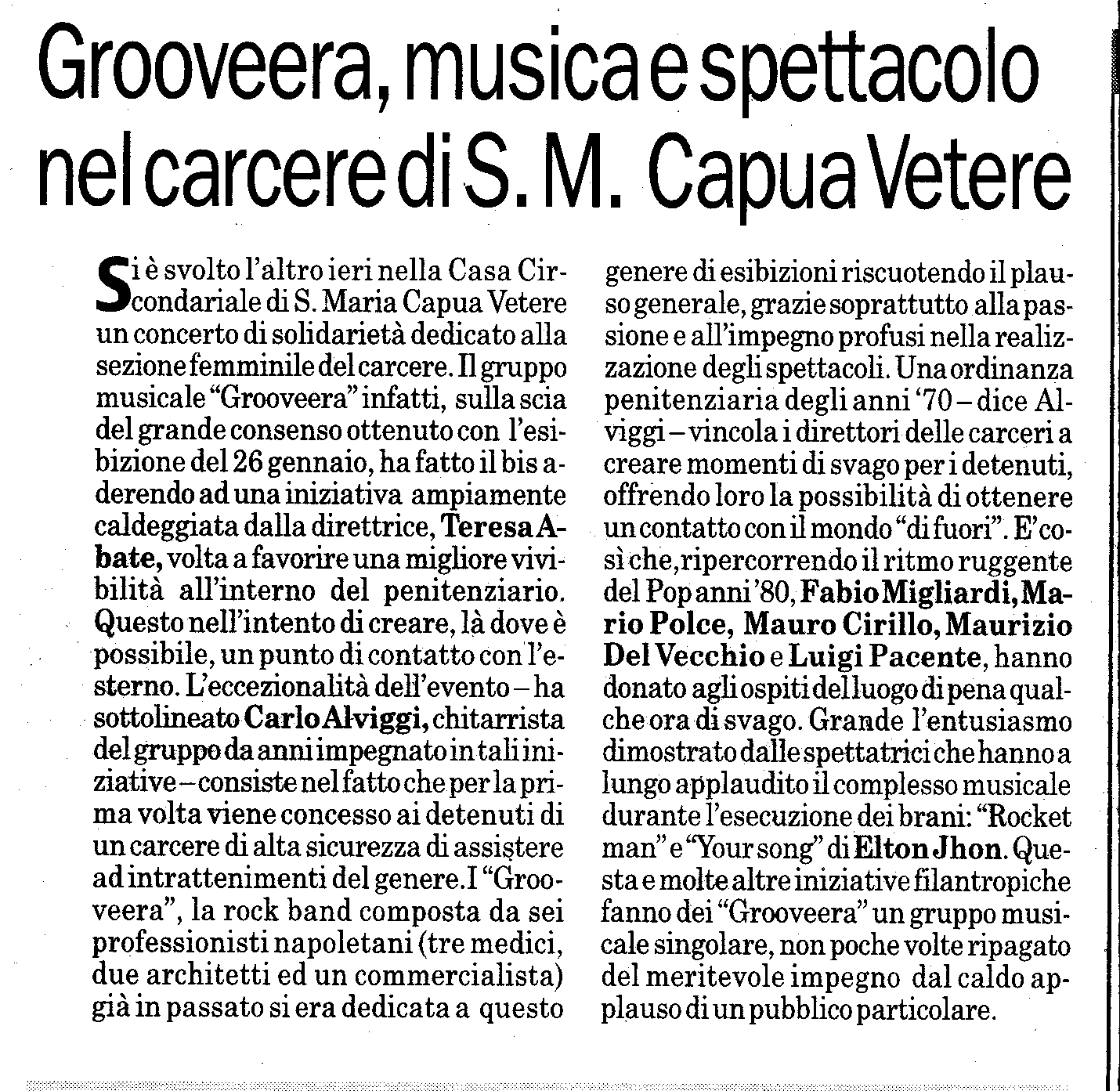Articolo pubblicato su 'Napoli Più', venerdì 25 marzo 2005
