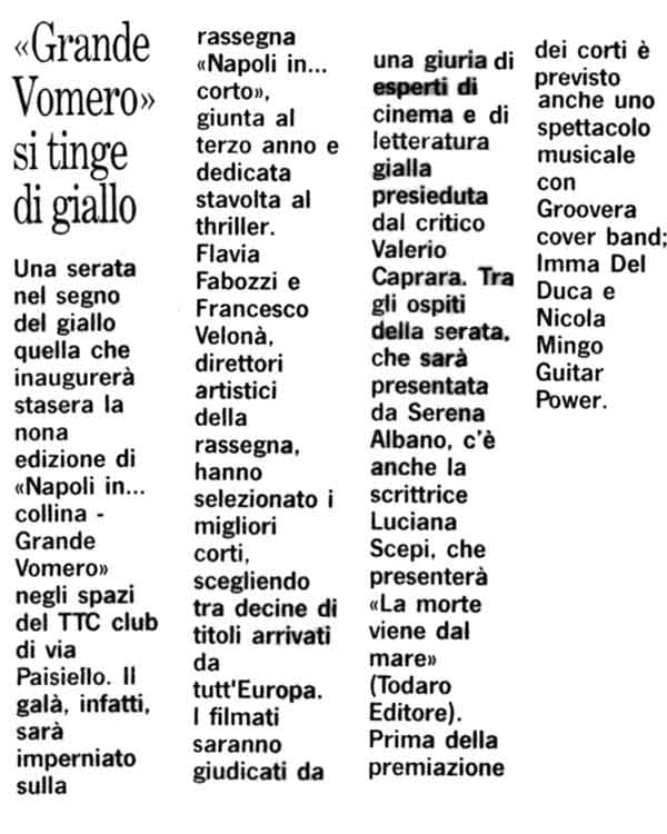 Articolo pubblicato su 'Il Mattino', Mercoled� 19 aprile 2006